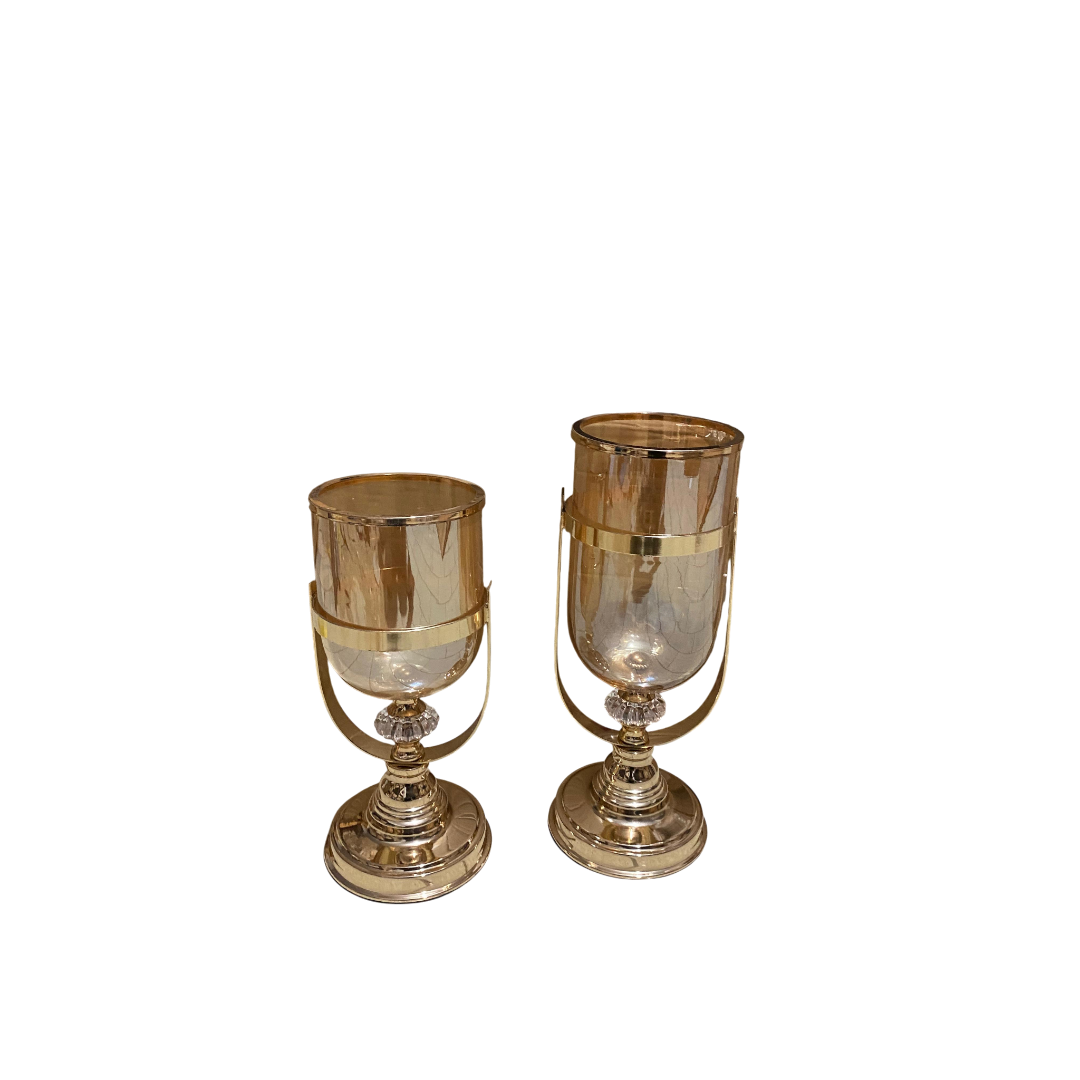 Crystal Glow Metallic Glass Candle Stand