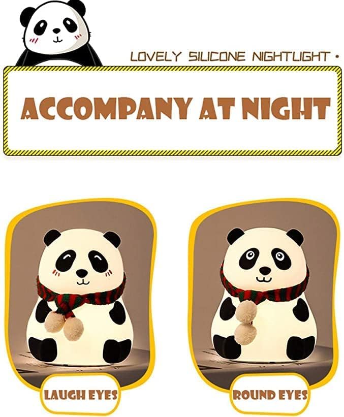 Night Light Cute Panda with Muffler Silicon Lamp