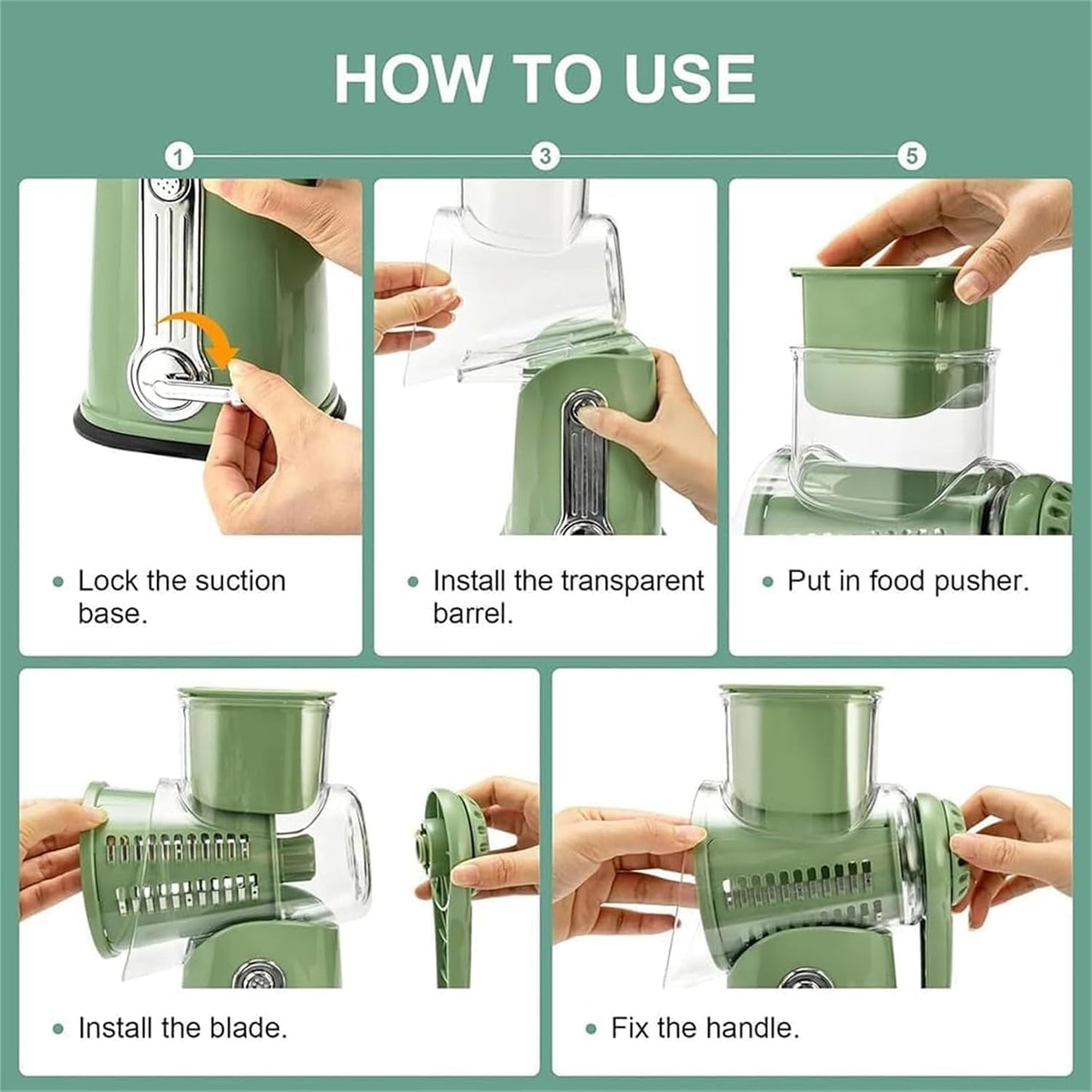 Manual Tabletop Drum Grater & Vegetable Slicer