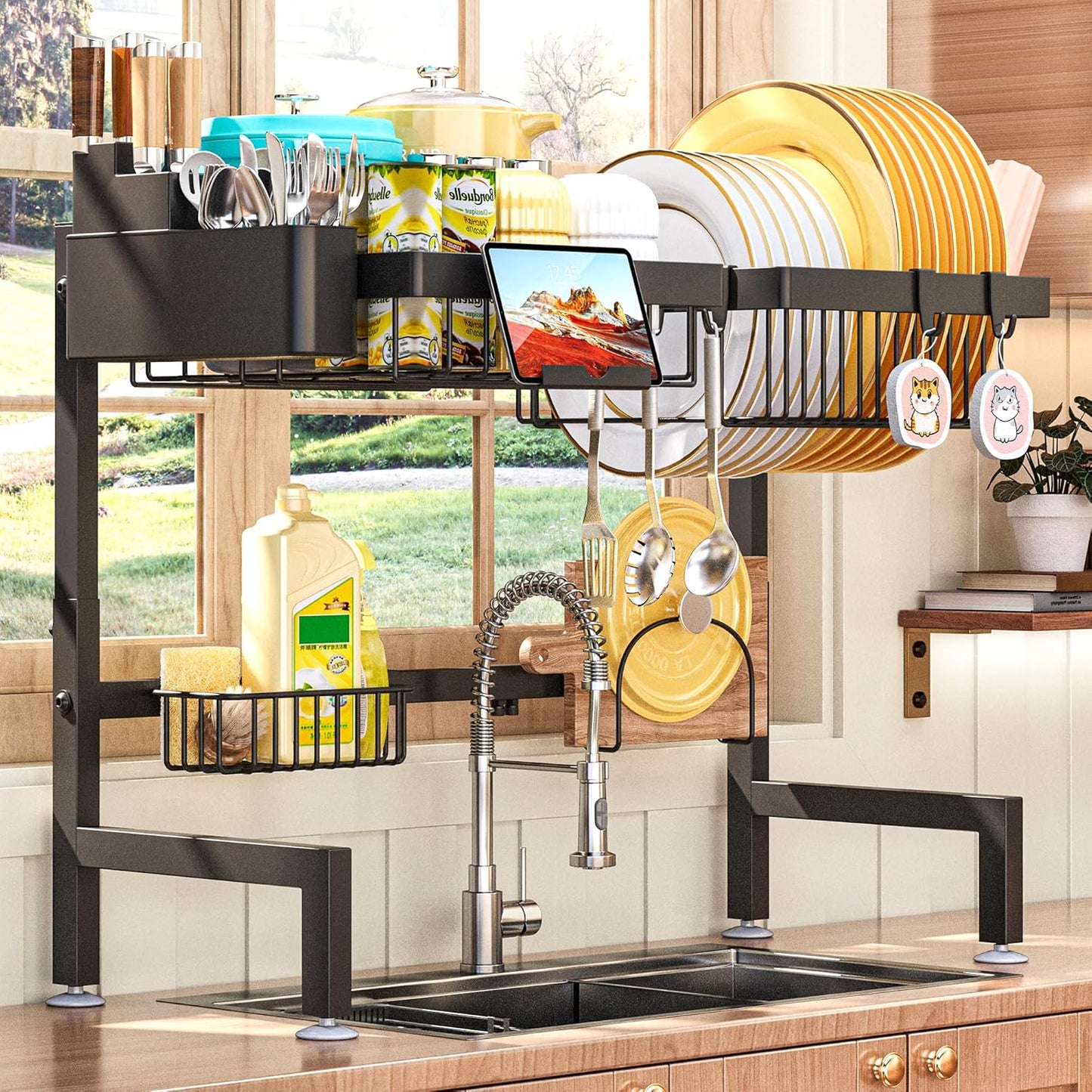 Over The Sink Dish Rack with Kitchen Organization