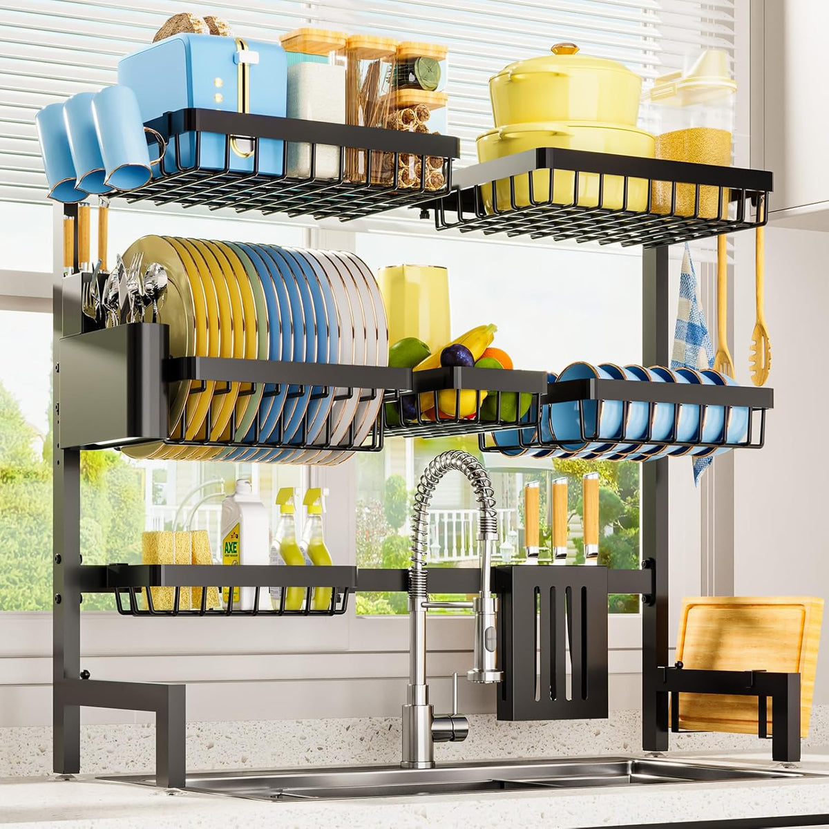 Over The Sink Dish Drying Rack - Single Layer Rack for Kitchen