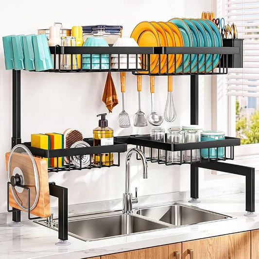 Over The Sink Dish Drying Rack - Single Layer Rack for Kitchen
