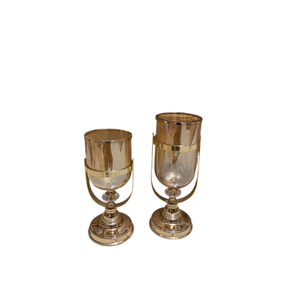 Crystal Glow Metallic Glass Candle Stand