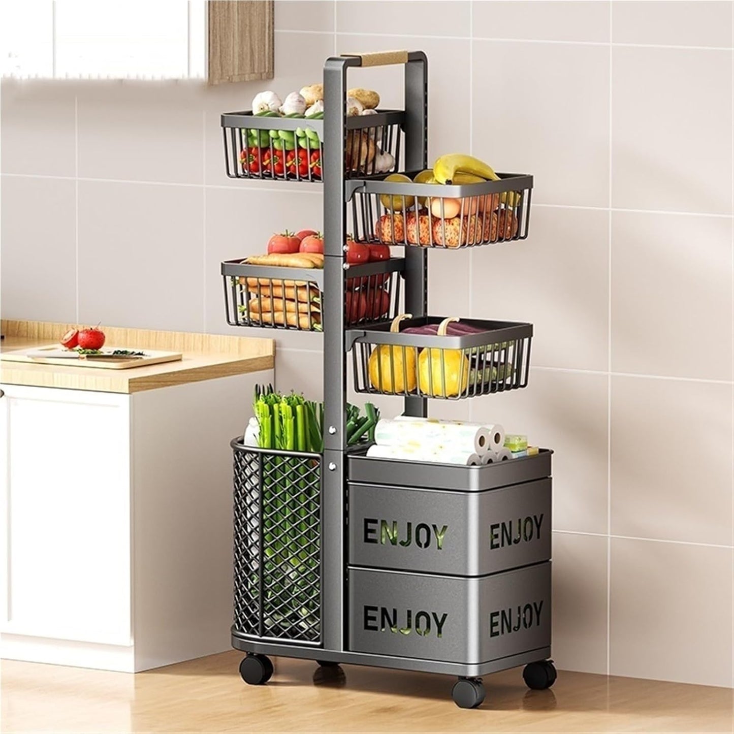 Multi-layer Kitchen Storage Cart with Wheels