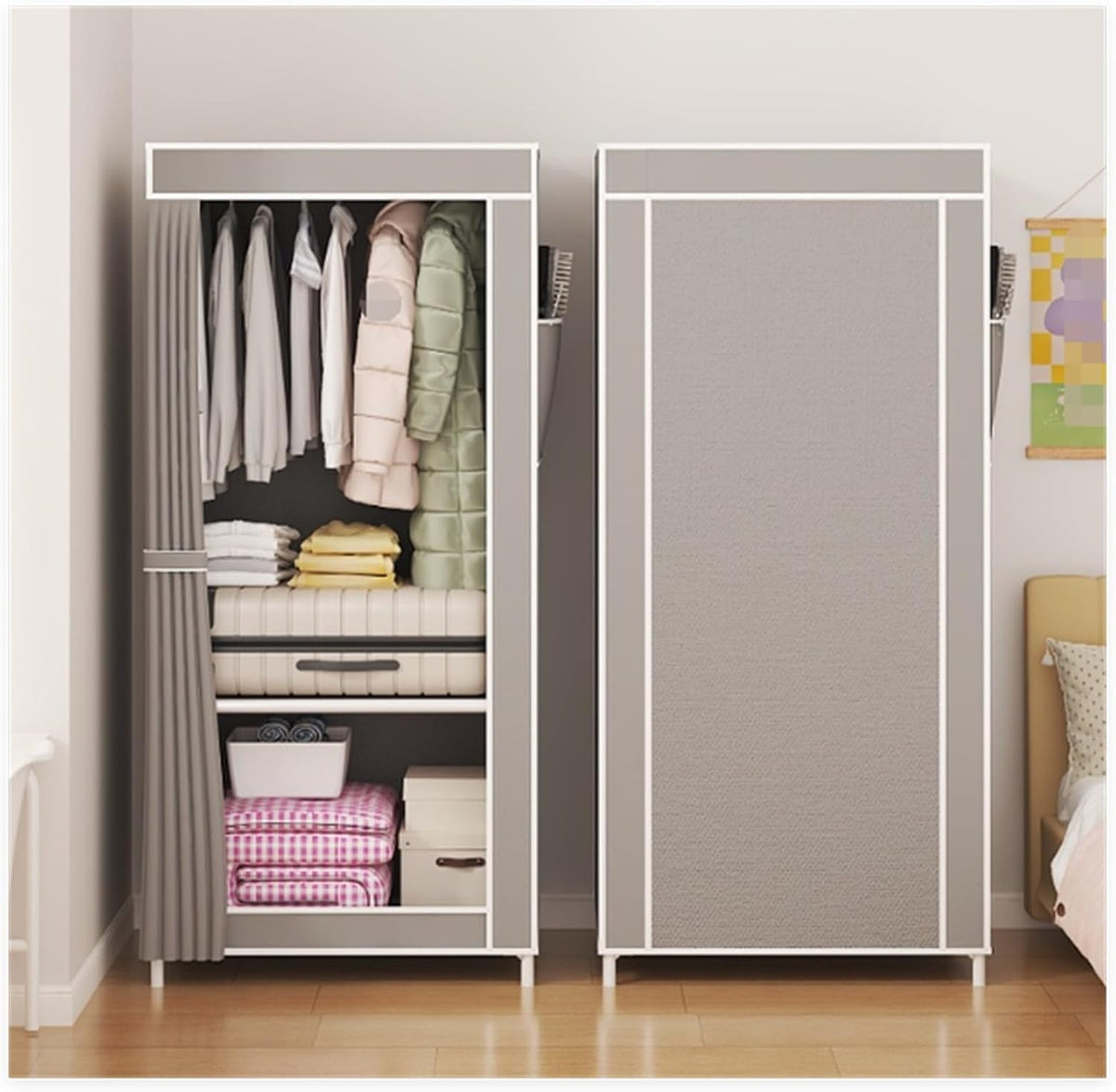2-Door Foldable Wardrobe - Portable Closet Organizers