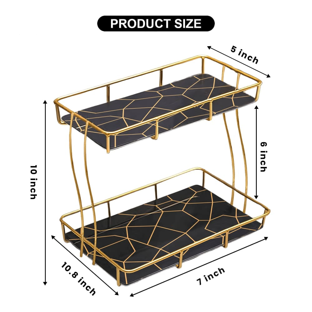 2-Tier Rectangular Golden Vanity Stand