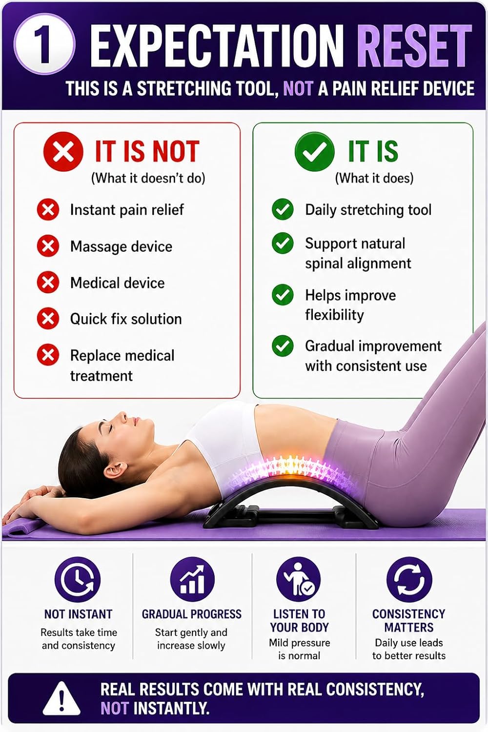 Back Stretcher - Adjustable Spine Stretch Board - Home Therapy Device
