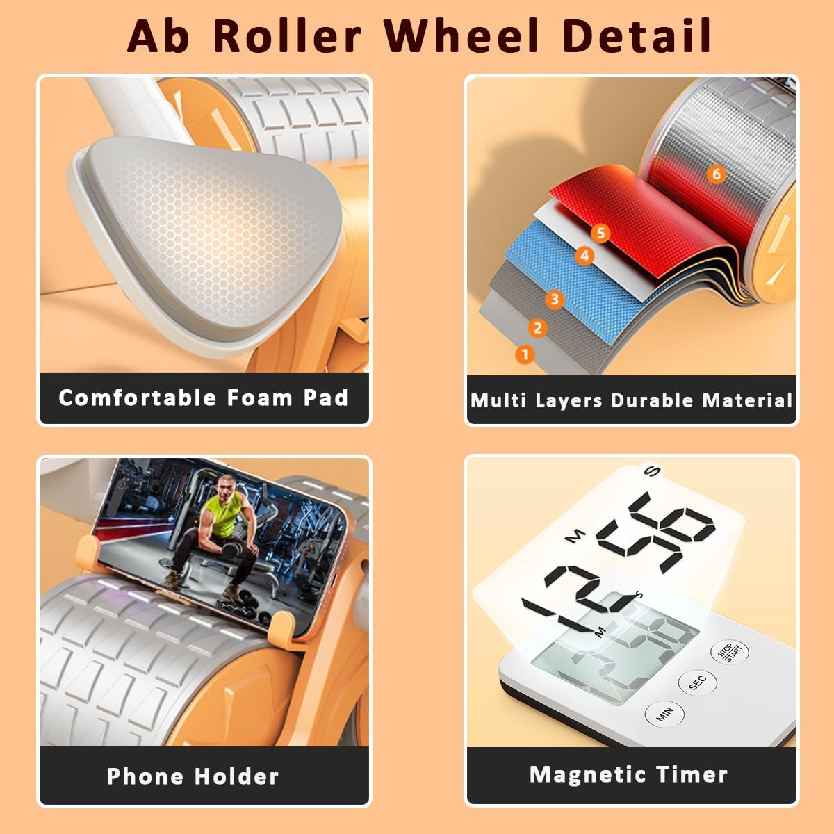 Abdominal Workout Wheel - Core Exercise Roller - Full Body Fitness Equipment
