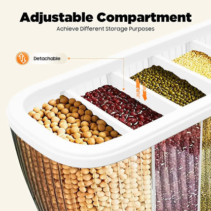 6-Grid Cereal Storage Dispenser -  Easy To Use & Clean
