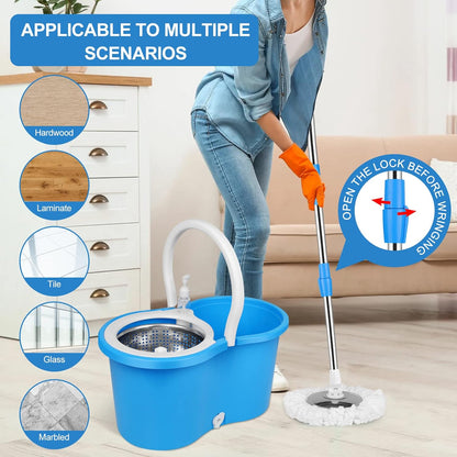 Spin Mop with Stainless Steel Drainer
