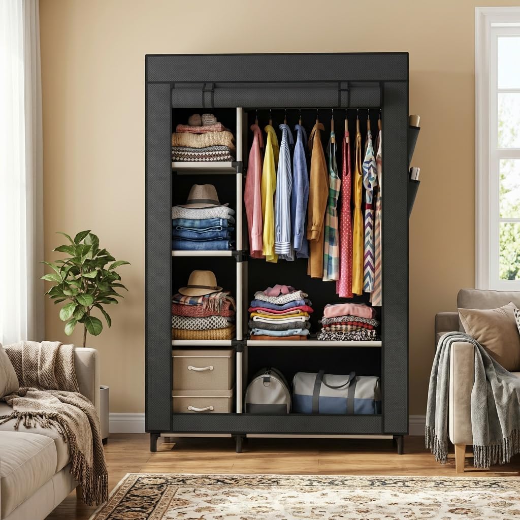 2-Door Foldable Wardrobe - Portable Closet Organizers