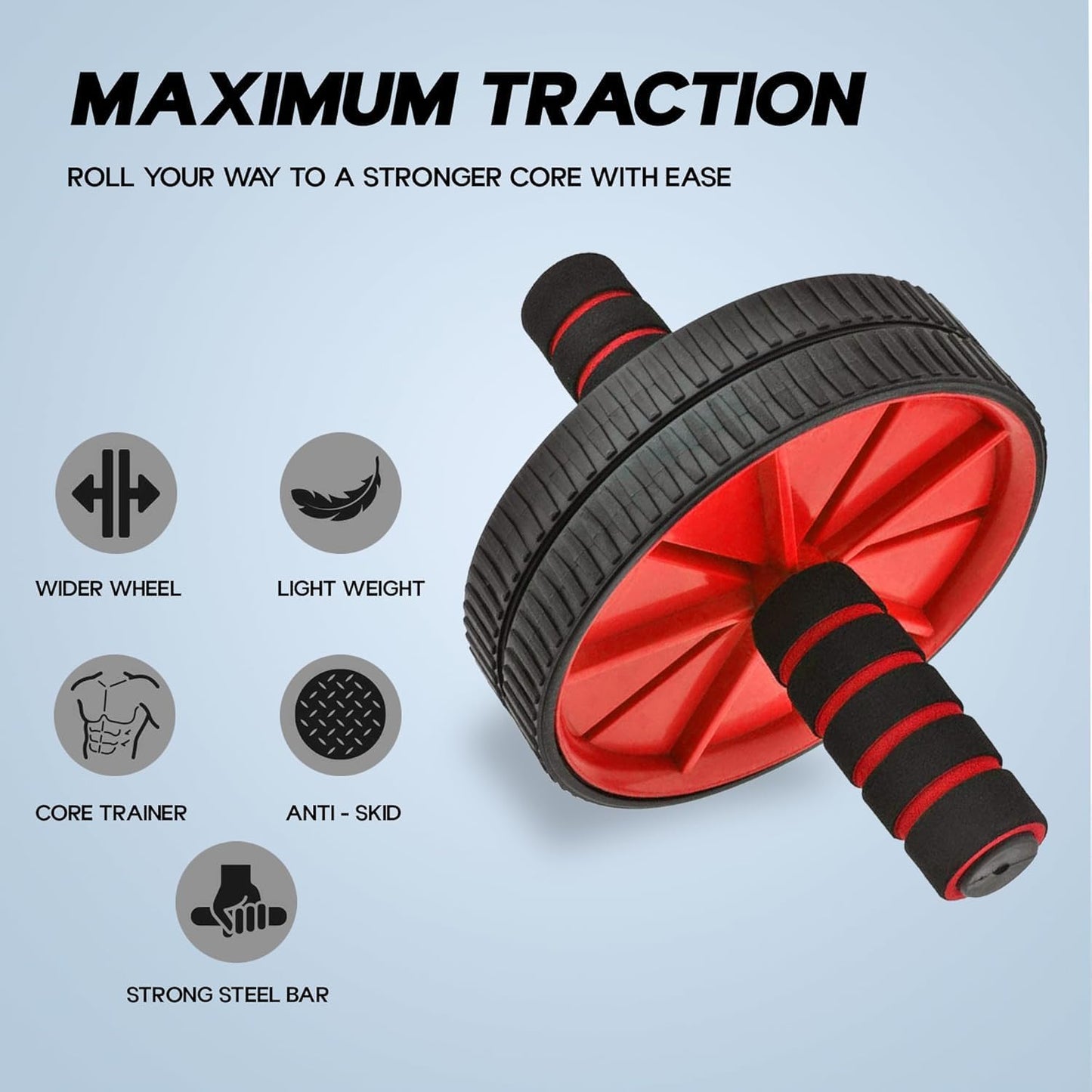 Ab Roller Wheel - Core Strength Exerciser - Home Gym Fitness Roller