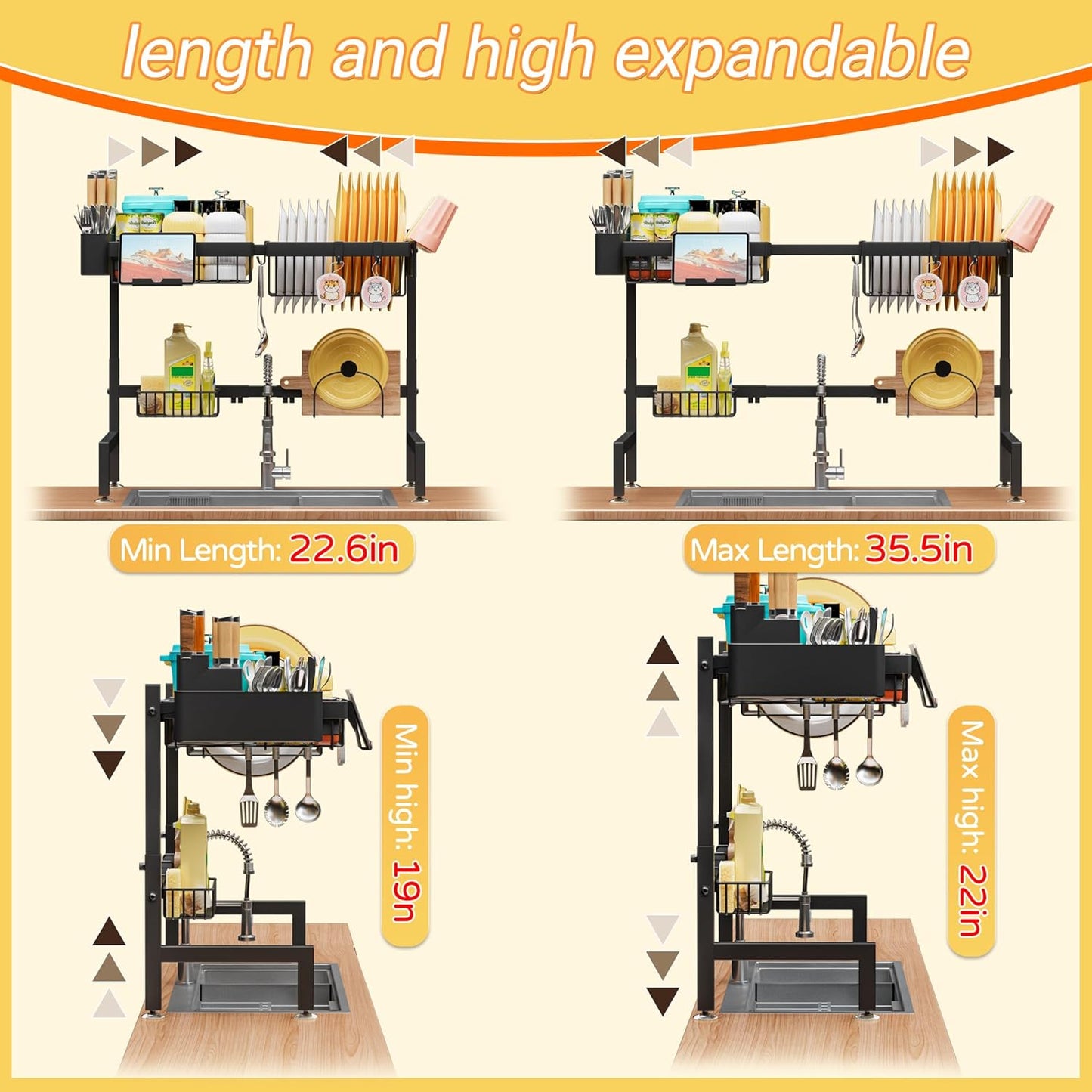 Over The Sink Dish Rack with Kitchen Organization