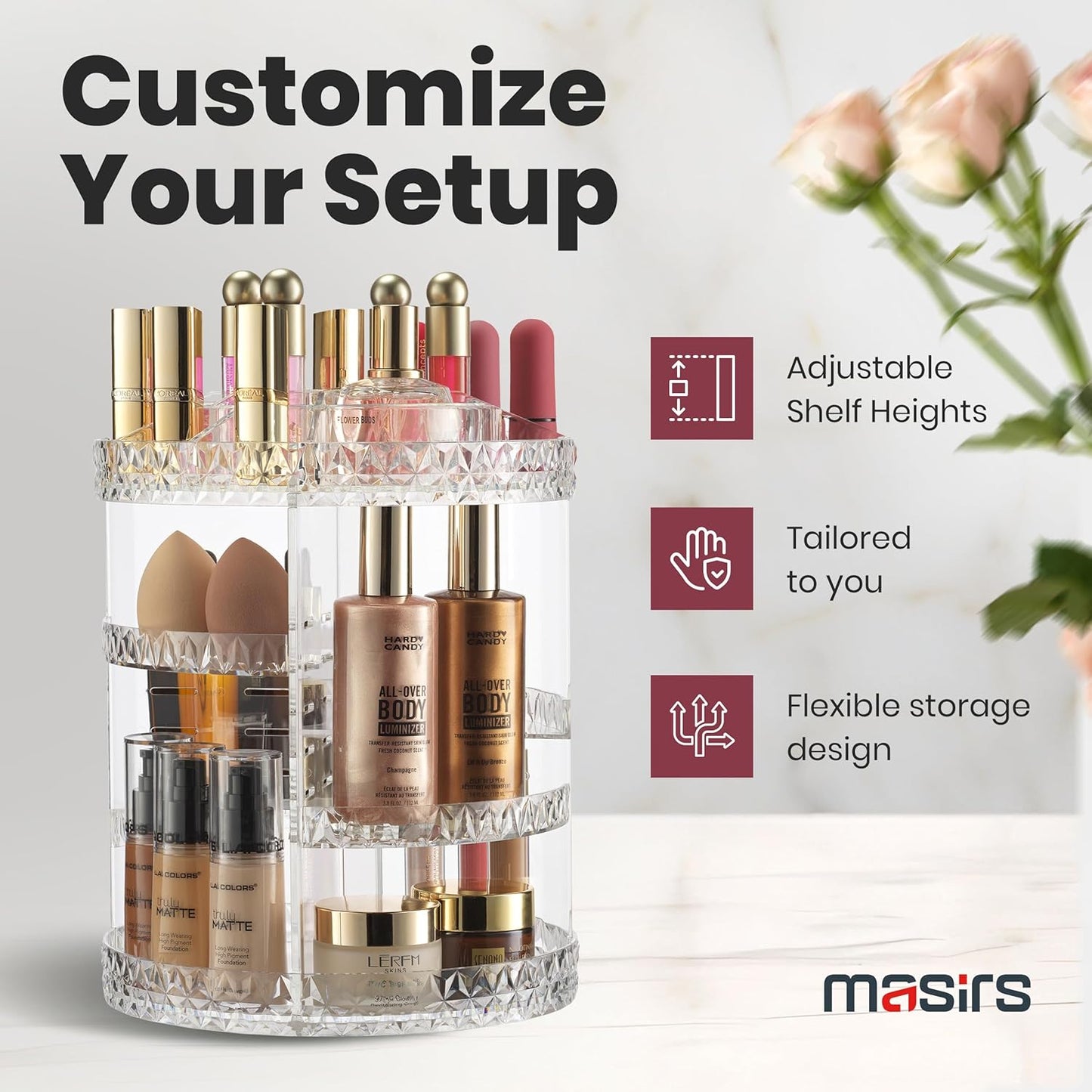 360° Rotating Diamond Makeup Organizer