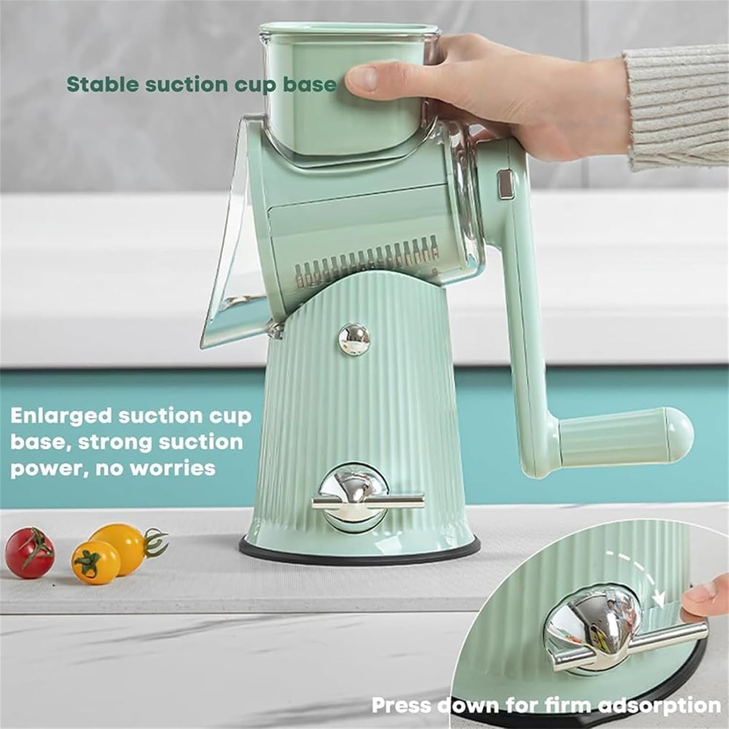 Manual Tabletop Drum Grater & Vegetable Slicer