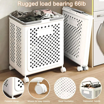 Foldable Laundary Basket with Wheels