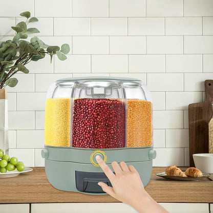 6-Grid Rotating Food Dispenser - Grain Storage Box