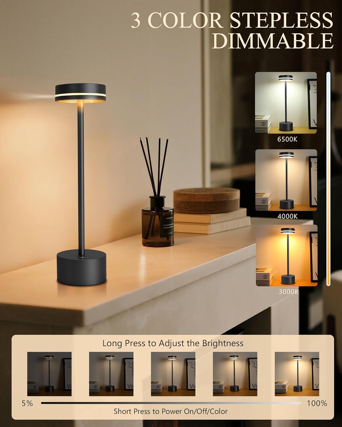 Luxury Metal Table Lamp - Modern Touch Control LED Design