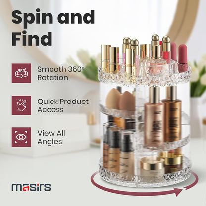 360° Rotating Diamond Makeup Organizer