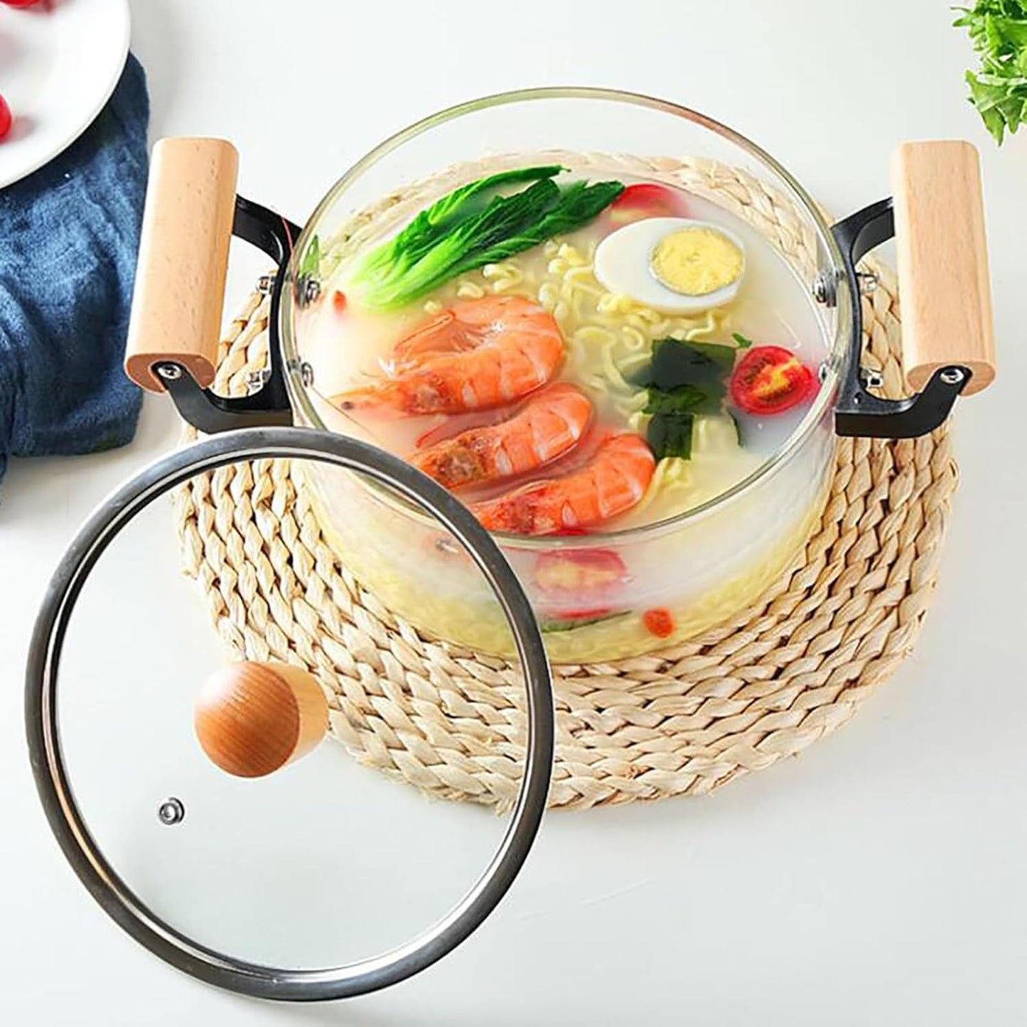 Glass Cooking Pot - Heat Resistant Cooking Bowl