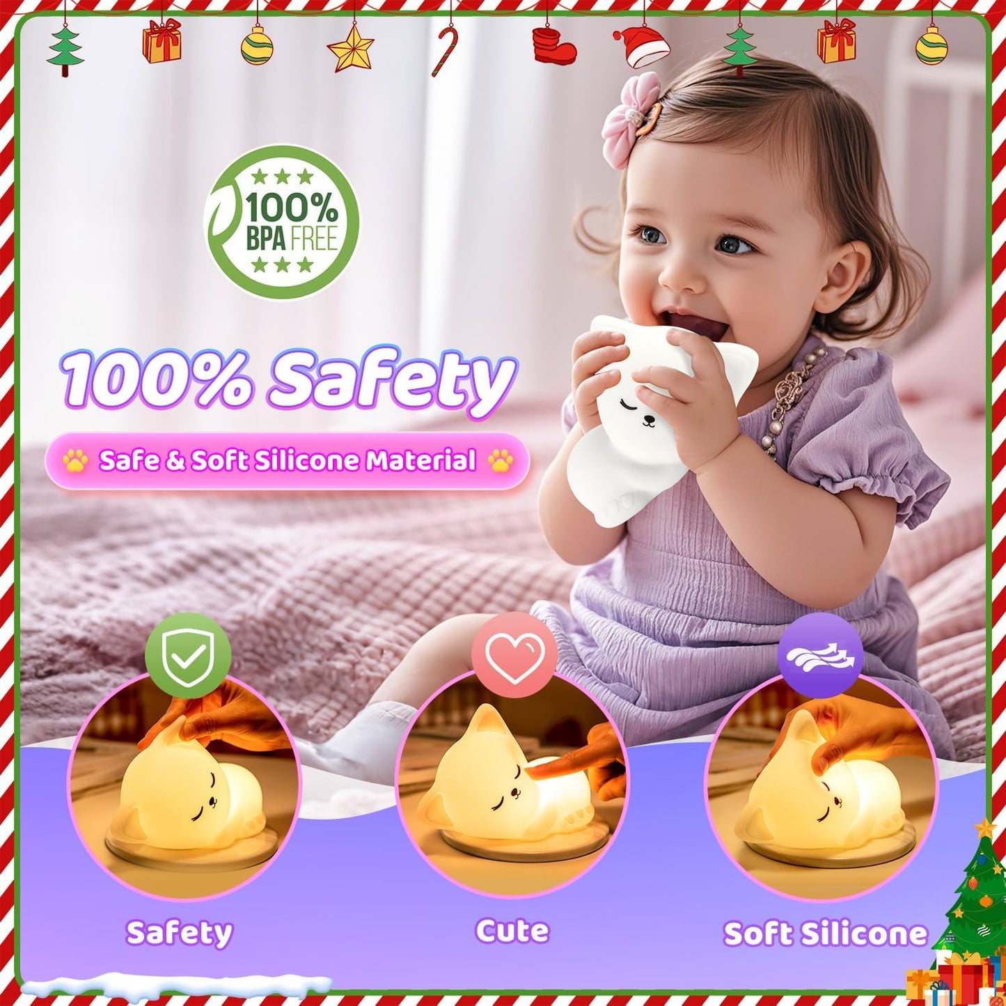 Night Light Cute Cat Silicone Lamp