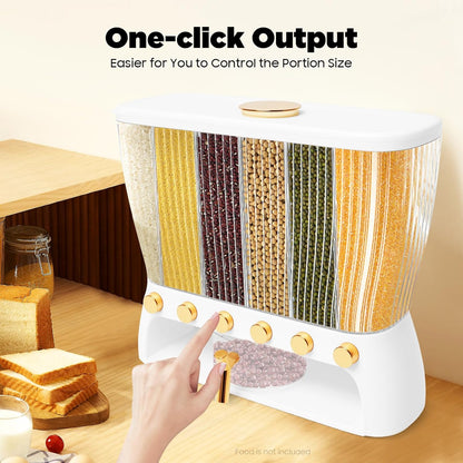 6-Grid Cereal Storage Dispenser -  Easy To Use & Clean