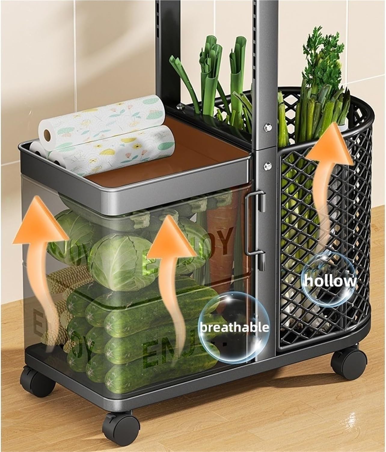Multi-layer Kitchen Storage Cart with Wheels