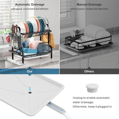 2-Tier Dish Drying Rack with Utensil Holder
