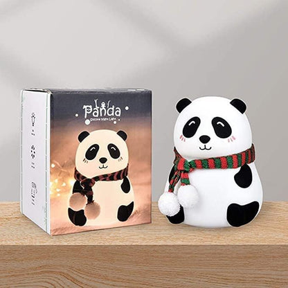 Night Light Cute Panda with Muffler Silicon Lamp