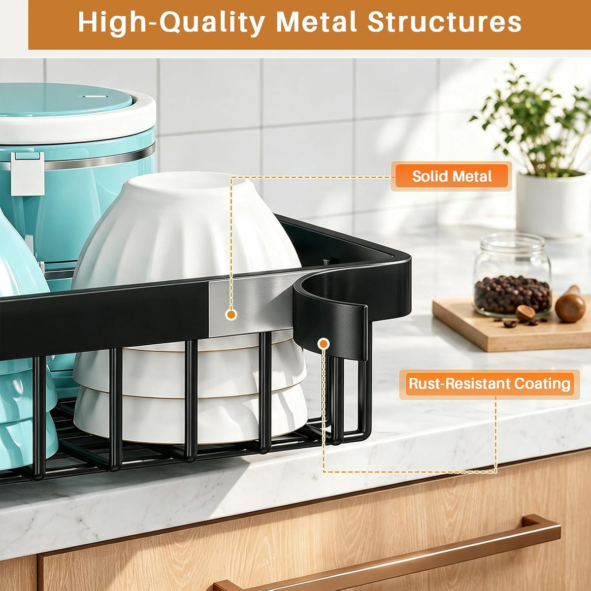 Over The Sink Dish Drying Rack - Single Layer Rack for Kitchen