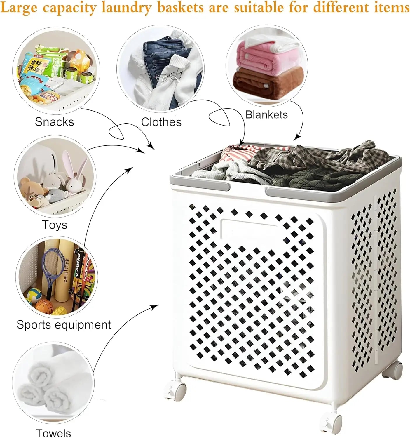 Foldable Laundary Basket with Wheels
