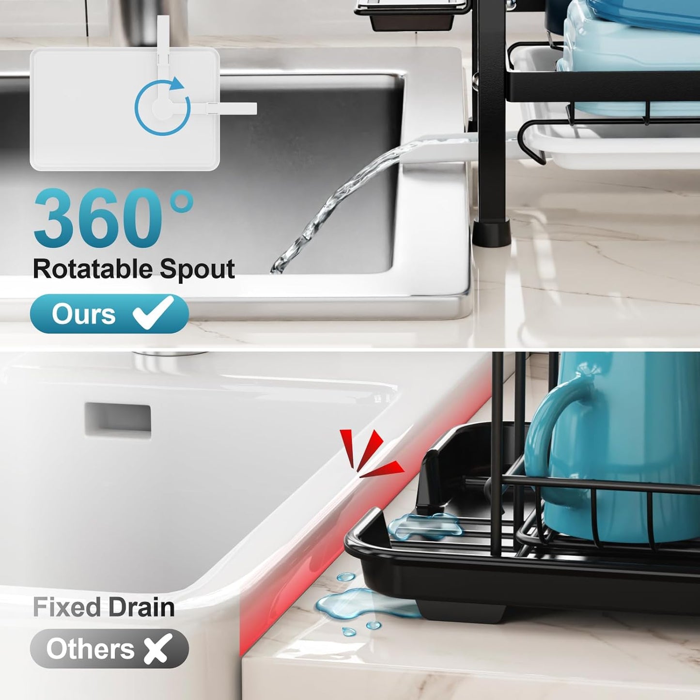 2-Tier Dish Drying Rack with Utensil Holder