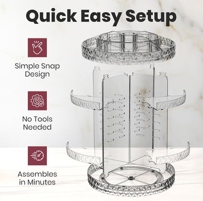 360° Rotating Diamond Makeup Organizer