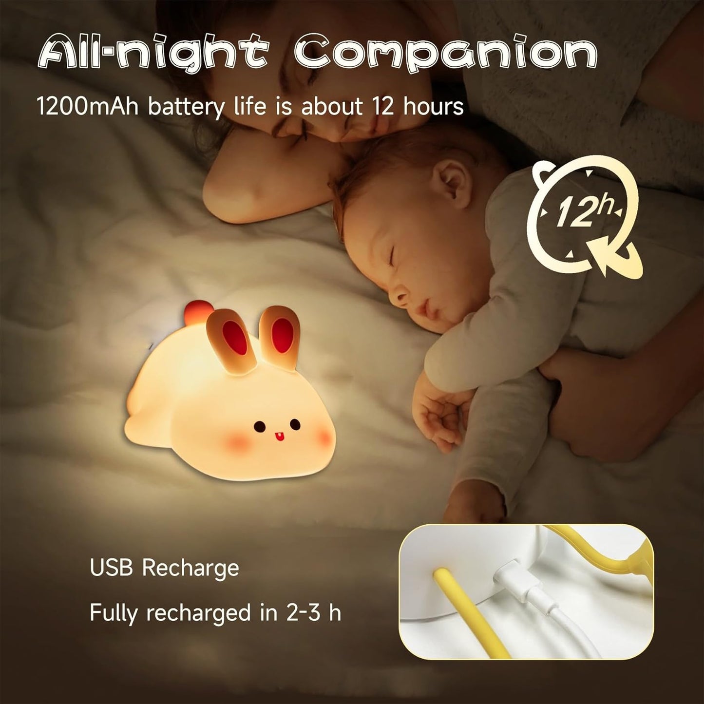 Night Light Cute Rabbit Silicone Lamp