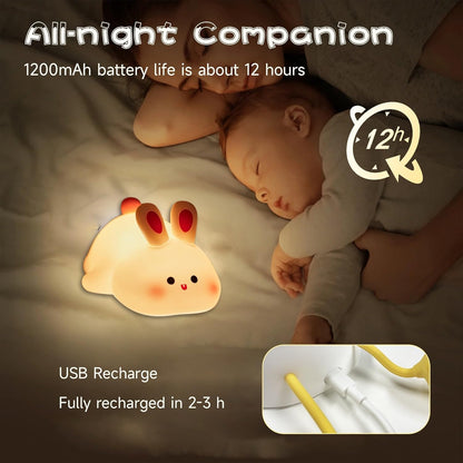 Night Light Cute Rabbit Silicone Lamp