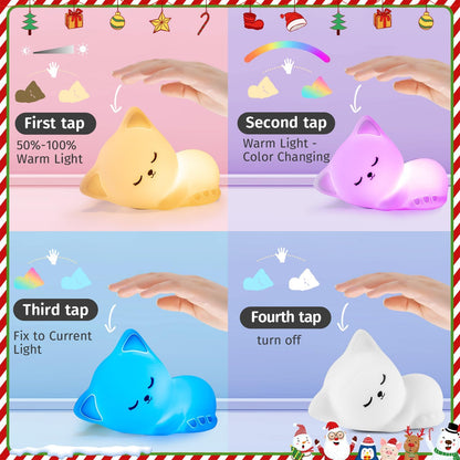 Night Light Cute Cat Silicone Lamp