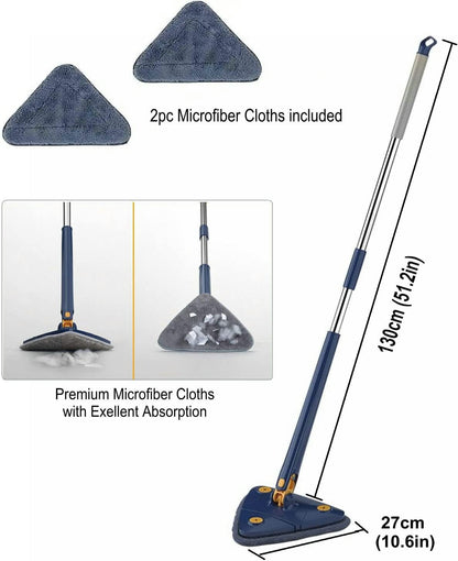 Triangle Extendable Cleaning Mop - 360° Rotatable Squeeze Mop