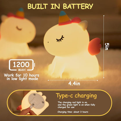 Night Light Cute Unicorn Silicone Lamp