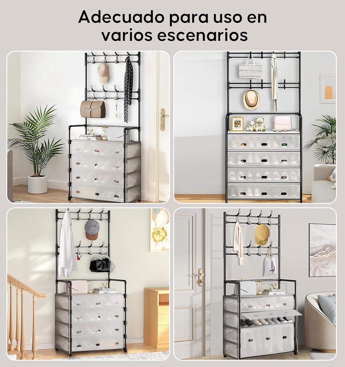 Dust Proof Coat & Shoe Rack with Hooks