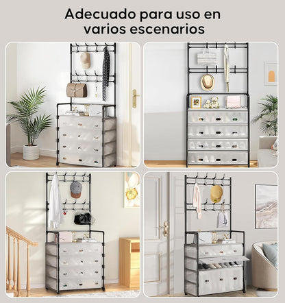 Dust Proof Coat & Shoe Rack with Hooks