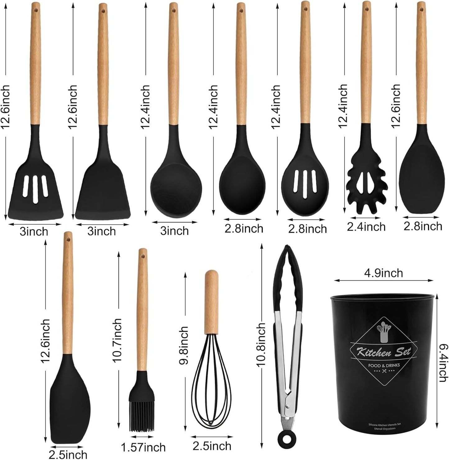 12 Piece Silicone Spoon Set