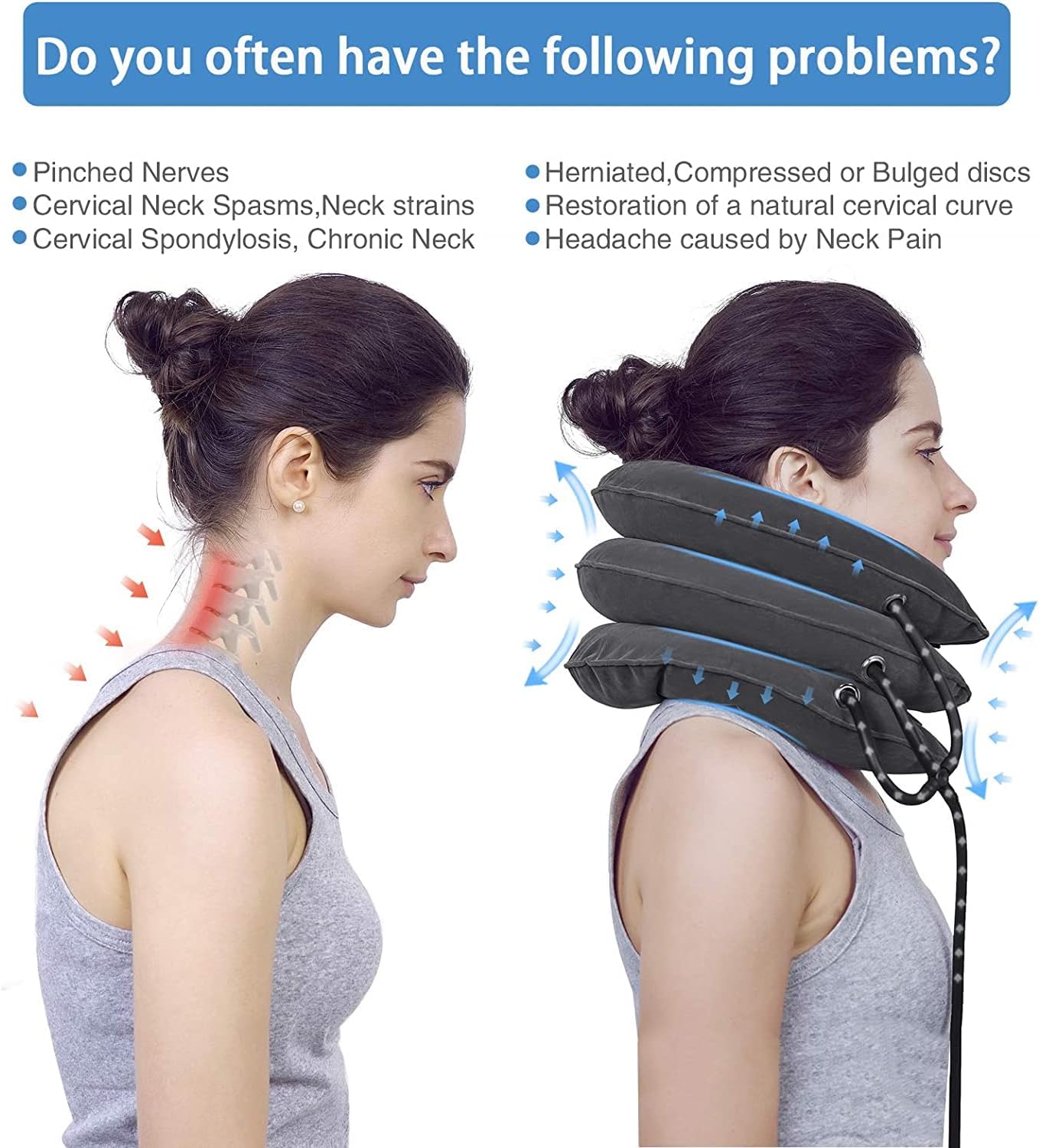 Neck Traction Device, Cervical Stretcher, Neck Support, Neck Pain Relief, Posture Corrector