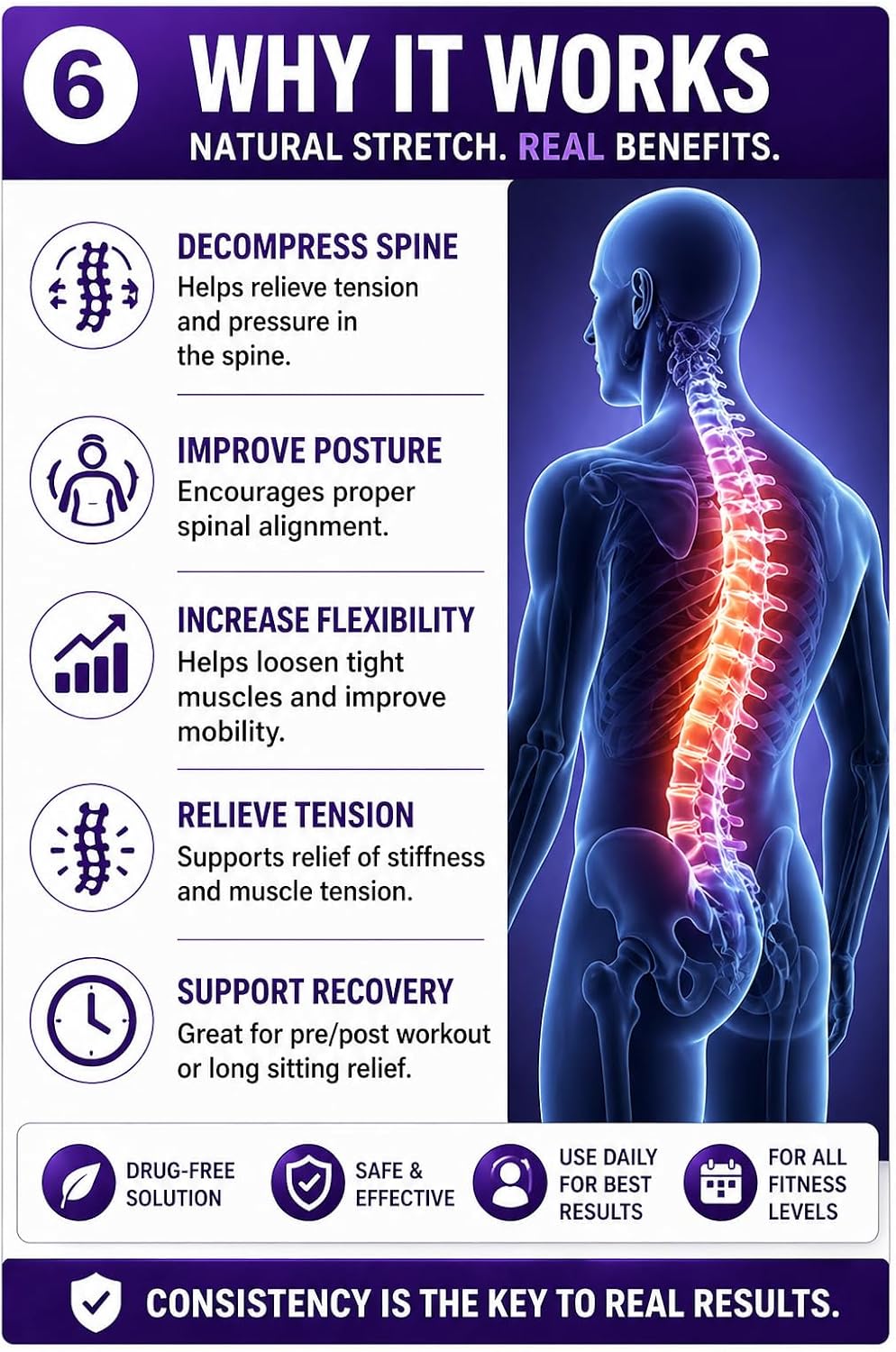 Back Stretcher - Adjustable Spine Stretch Board - Home Therapy Device