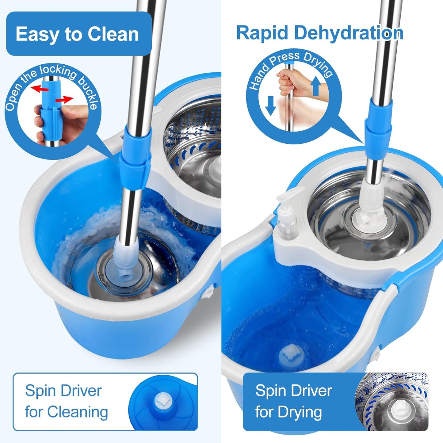 Spin Mop with Stainless Steel Drainer
