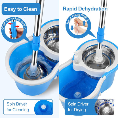 Spin Mop with Stainless Steel Drainer