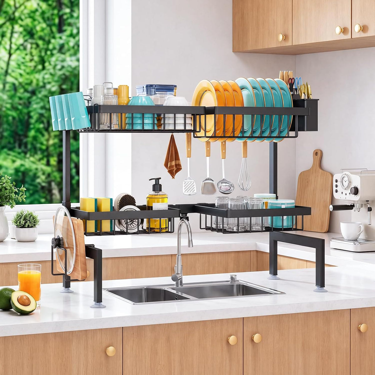 Over The Sink Dish Drying Rack - Single Layer Rack for Kitchen
