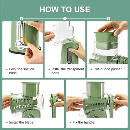 Manual Tabletop Drum Grater & Vegetable Slicer