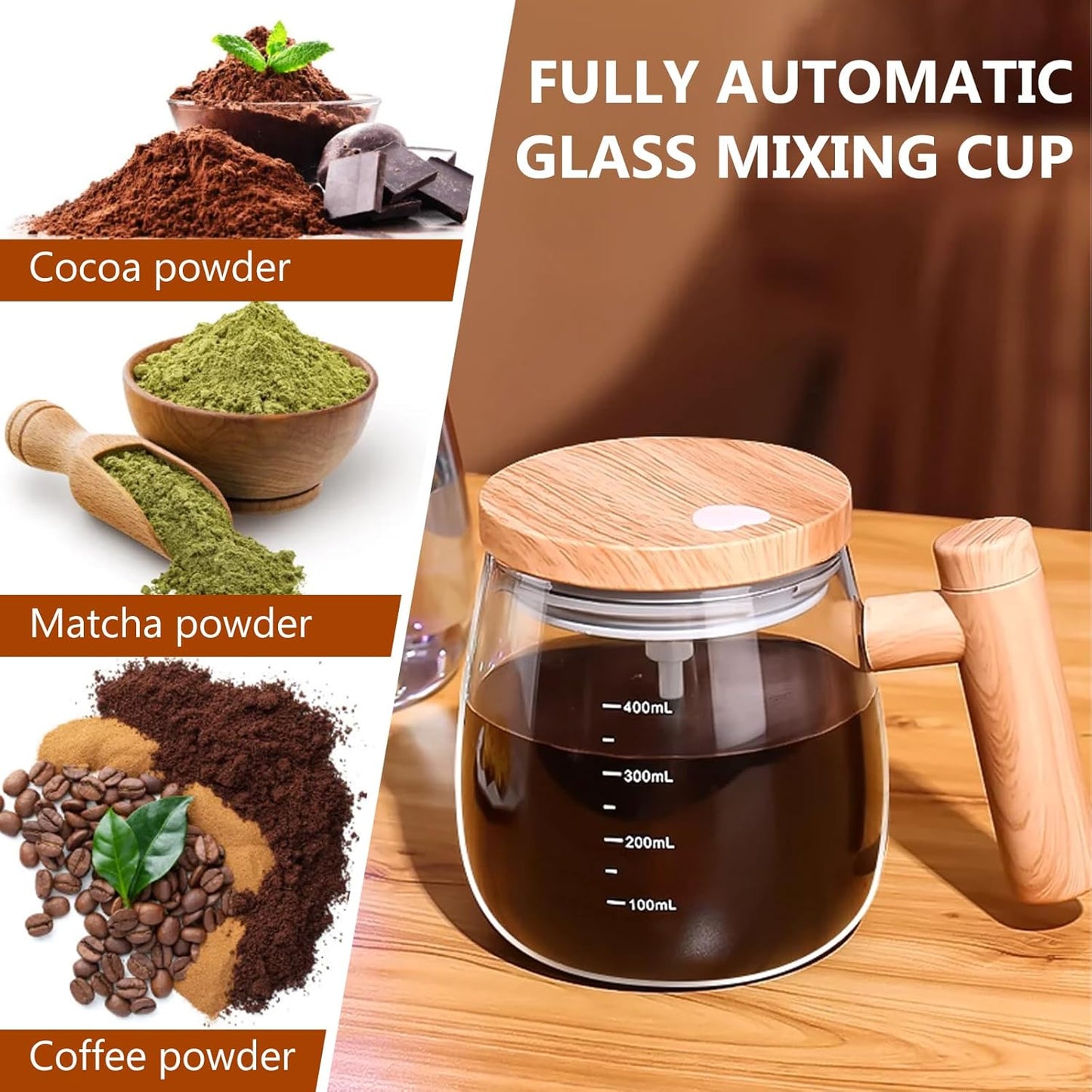 400ml Self Stirring Mug with Lid - Electric Mixing Cup