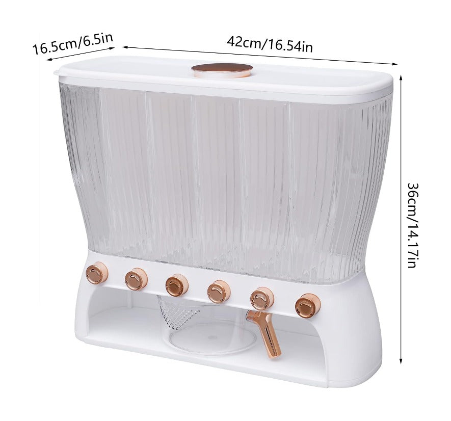 6-Grid Cereal Storage Dispenser -  Easy To Use & Clean