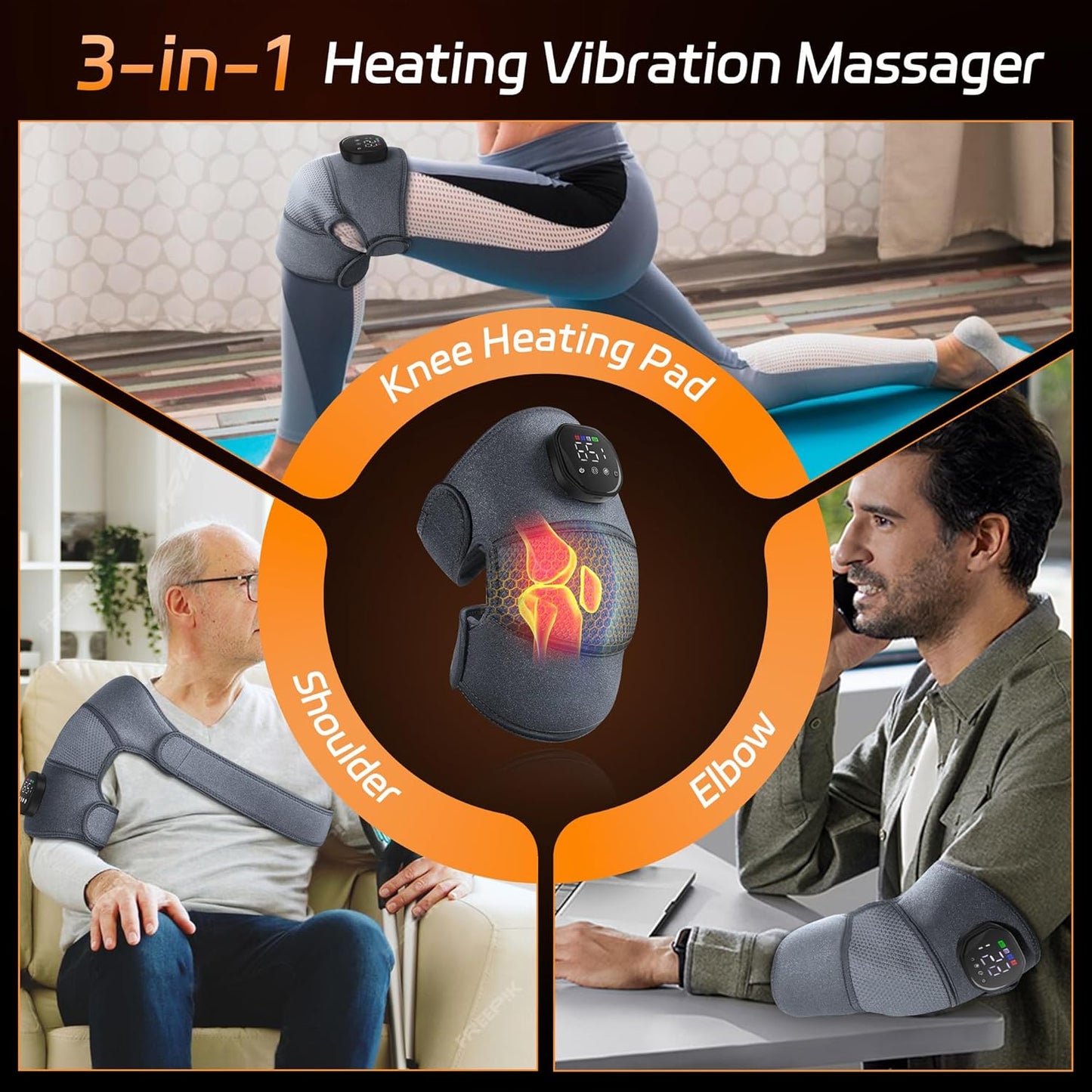 Knee Massager | Heating Pad | Vibration Massager | Knee Support | Pain Relief Device
